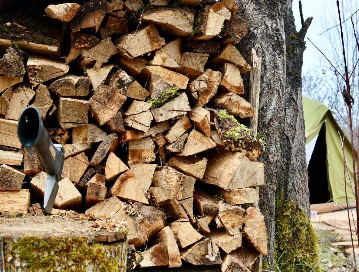 Tente bivouac&Spa privé avec poêle à bois Idrac-Respailles Exterior foto